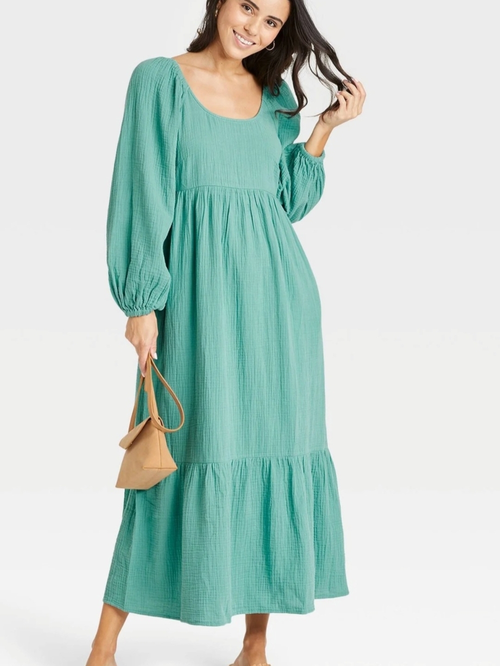 Universal Thread Aqua Long Sleeve Balloon Maxi Dress w/ Pockets XXL